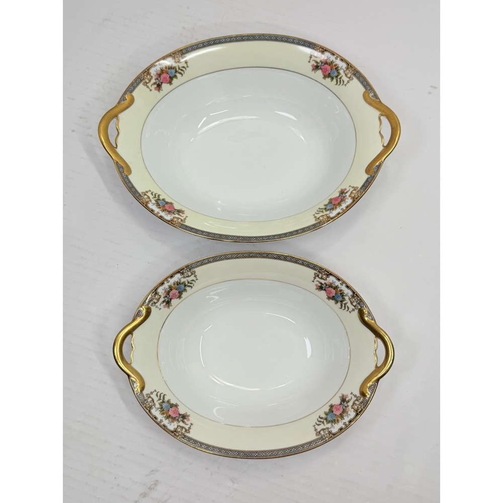 Lot‎ 2 Noritake Grasmere Handled Serving Bowls Oval Vegetable Japan 76567